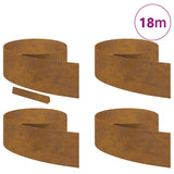 Lawn Edging 4 pcs Rusty 450 x 0.05 x 15 cm Weathering Steel - Side View