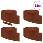 Lawn Edging 4 pcs 450 x 25 cm Weathering Steel Rusty