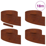 Lawn Edging 4 pcs Rusty 450 x 0.05 x 25 cm Weathering Steel - Side View