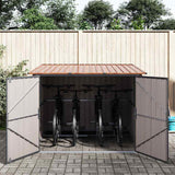Bike Shed 3 pcs Brown 216 x 207 x 158 cm Metal - Top-Down View