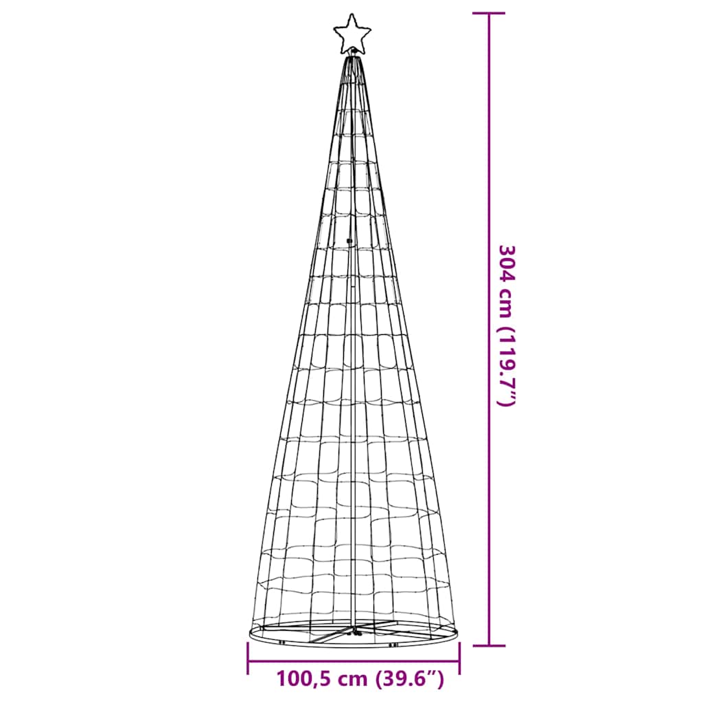 LED Christmas Tree Cool White 100.5 x 100.5 x 304 cm Iron