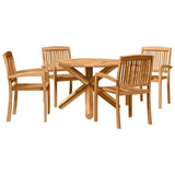 Garden Dining Set 3 pcs Brown Solid Acacia wood - Front View