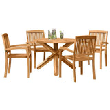 Garden Dining Set 5 pcs Natural Solid Acacia Wood
