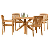 Garden Dining Set 3 pcs Brown Solid Acacia wood - Side View