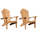 Adirondack Chair 2 pcs Brown Solid Teak Wood - Front View