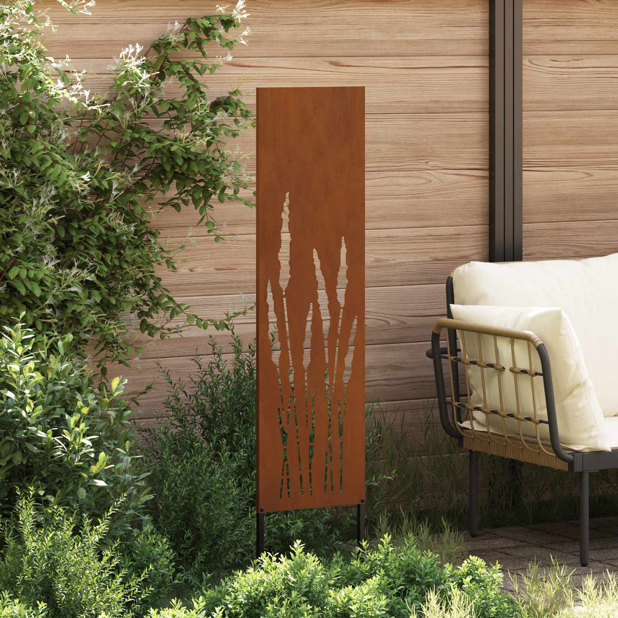 Garden Privacy Screen Rusty 32 x 140 cm Weathering Steel