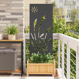 Garden Privacy Screen Black 50 x 140 cm Cold-rolled steel