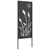 Garden Privacy Screen Black 50 x 140 cm Cold-rolled steel - Rear View