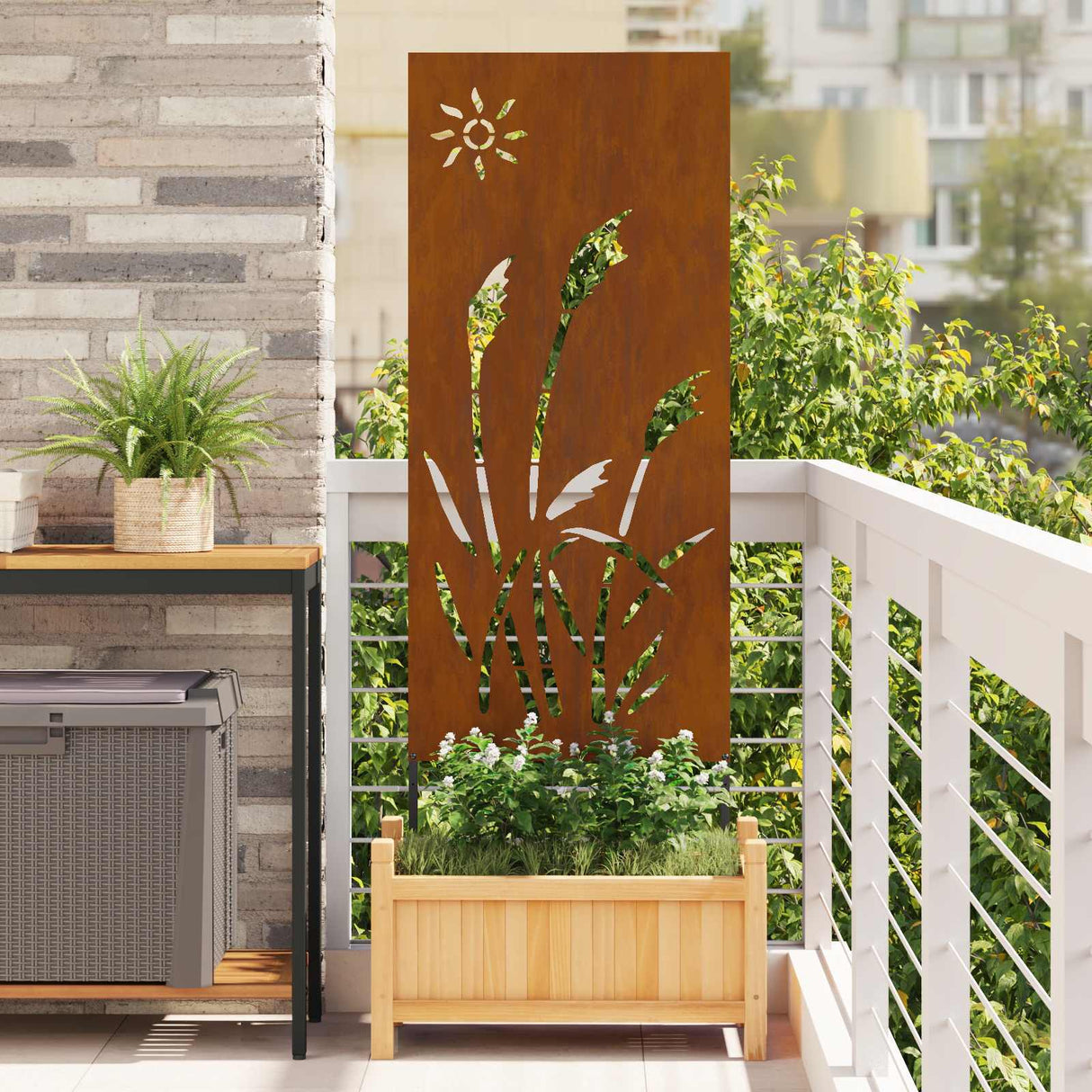 Garden Privacy Screen Rusty 50 x 140 cm Weathering Steel