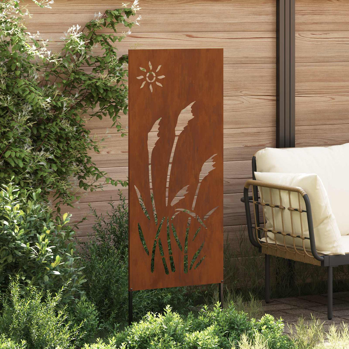 Garden Privacy Screen Rusty 50 x 140 cm Weathering Steel