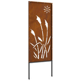 Garden Privacy Screen Rusty 50 x 140 cm Weathering Steel - Low Angle