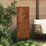 Garden Privacy Screen Floral Rusty 50 x 140 cm Weathering Steel - Side View