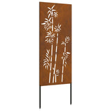 Garden Privacy Screen Floral Rusty 50 x 140 cm Weathering Steel - Front View