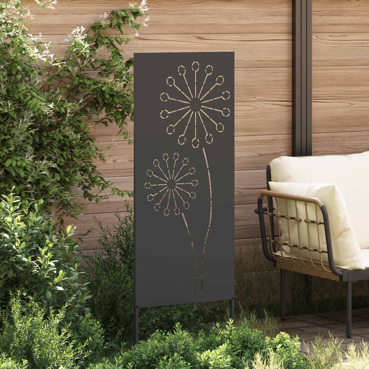 Garden Privacy Screen Black 50 x 140 cm Cold-rolled steel