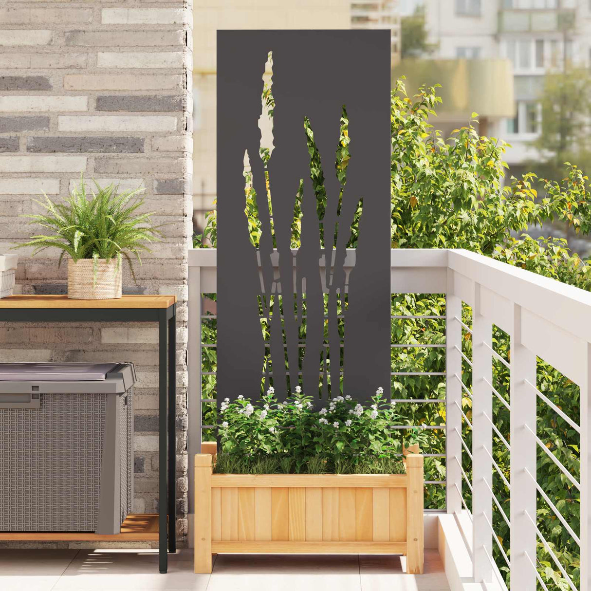 Garden Privacy Screen Black 50 x 140 cm Cold-rolled steel