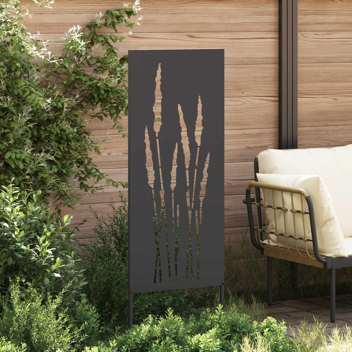 Garden Privacy Screen Black 50 x 140 cm Cold-rolled steel