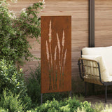 Garden Privacy Screen Floral Rusty 50 x 140 cm Weathering Steel - Side View