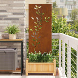 Garden Privacy Screen Floral Rusty 50 x 140 cm Weathering Steel