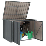 Garden Storage Box Black 151.5 x 107 x 100 cm Steel - Side View