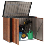Garden Storage Box Brown 151.5 x 82 x 110.5 cm Steel - Side View