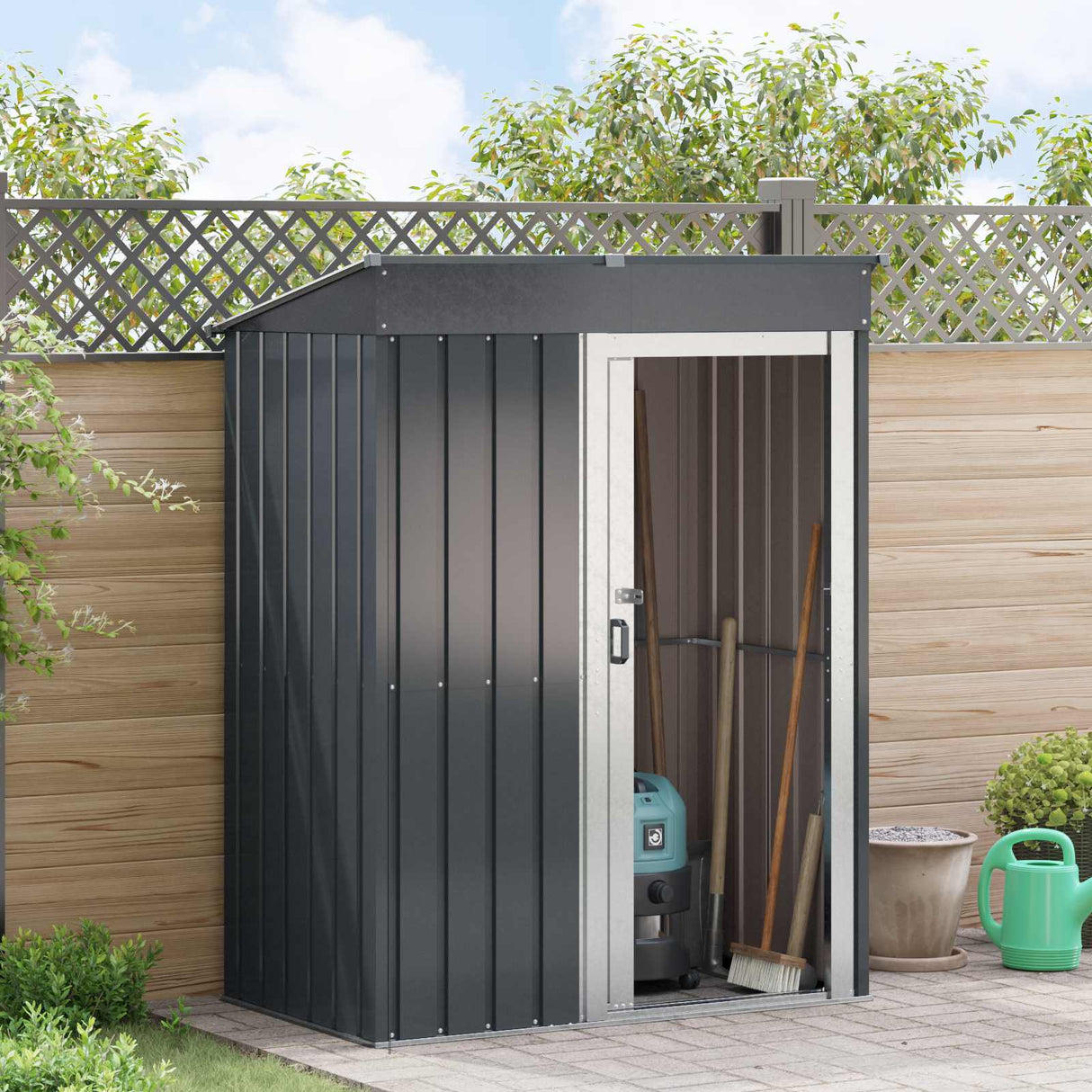 Garden Sheds Anthracite 137 x 81 x 180 cm Metal
