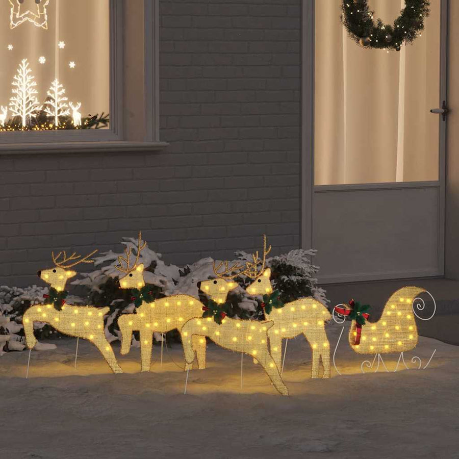 LED Reindeers 5 pcs Gold 43 x 18 x 66 cm Fabric