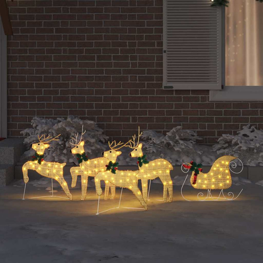 LED Reindeers 5 pcs Gold 43 x 18 x 66 cm Fabric