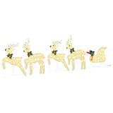 LED Reindeers 5 pcs Gold Fabric - Front View