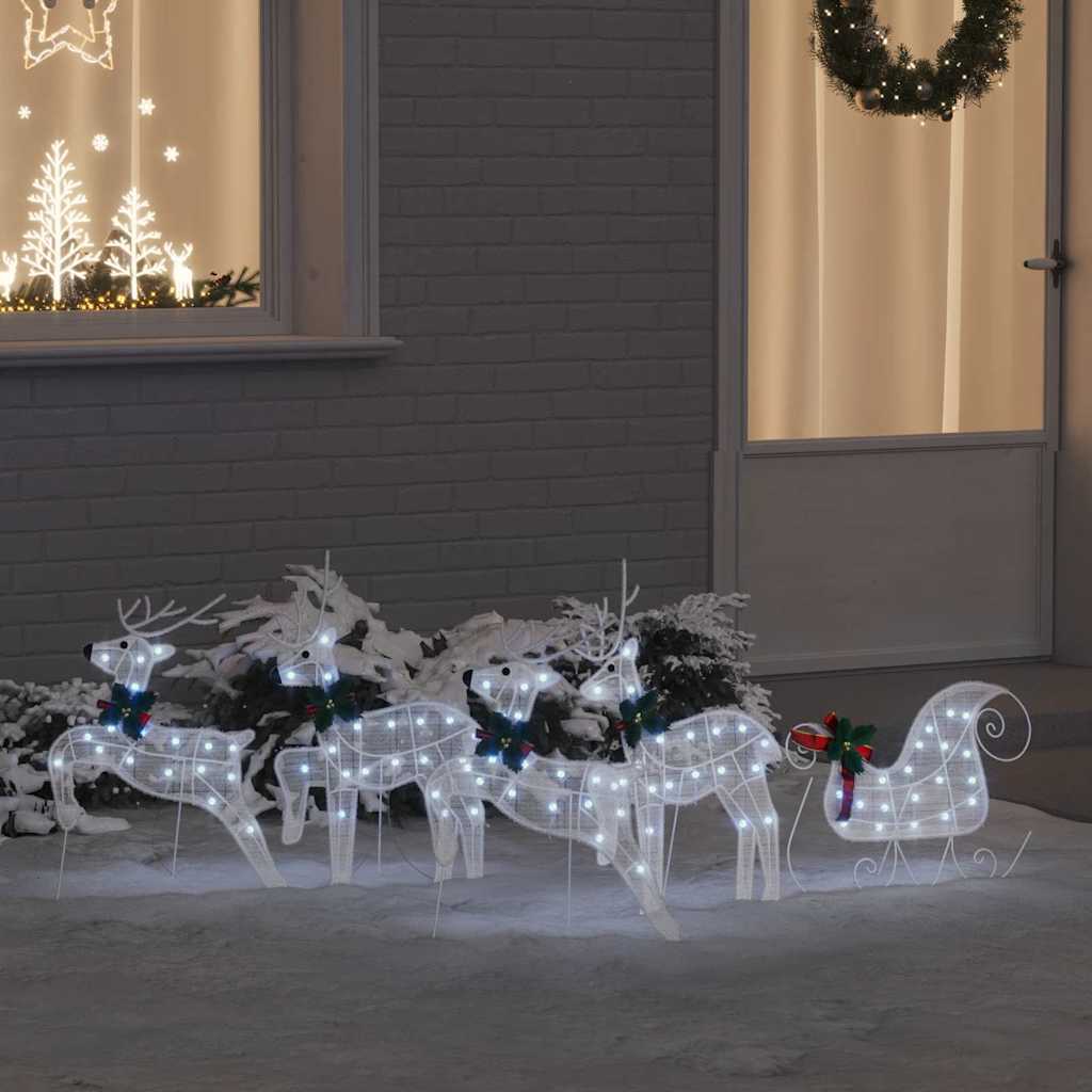 LED Reindeers 5 pcs White 43 x 18 x 66 cm Fabric