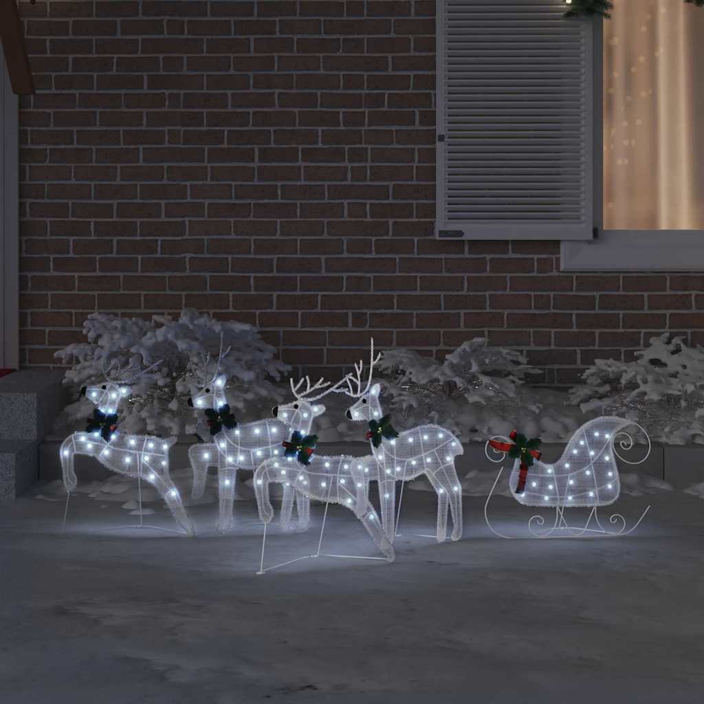LED Reindeers 5 pcs White Fabric