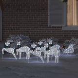 LED Reindeers 7 pcs White Fabric