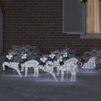 LED Reindeers 7 pcs White 43 x 18 x 66 cm Fabric