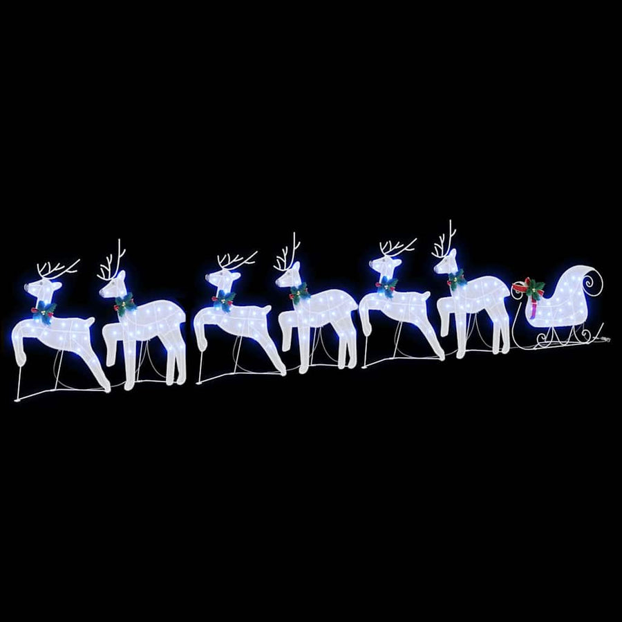 LED Reindeers 7 pcs White 43 x 18 x 66 cm Fabric