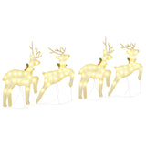 LED Reindeers 4 pcs Gold Fabric - Low Angle