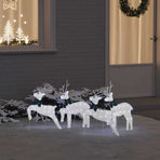 LED Reindeers 4 pcs Silver 45 x 19 x 65 cm Fabric