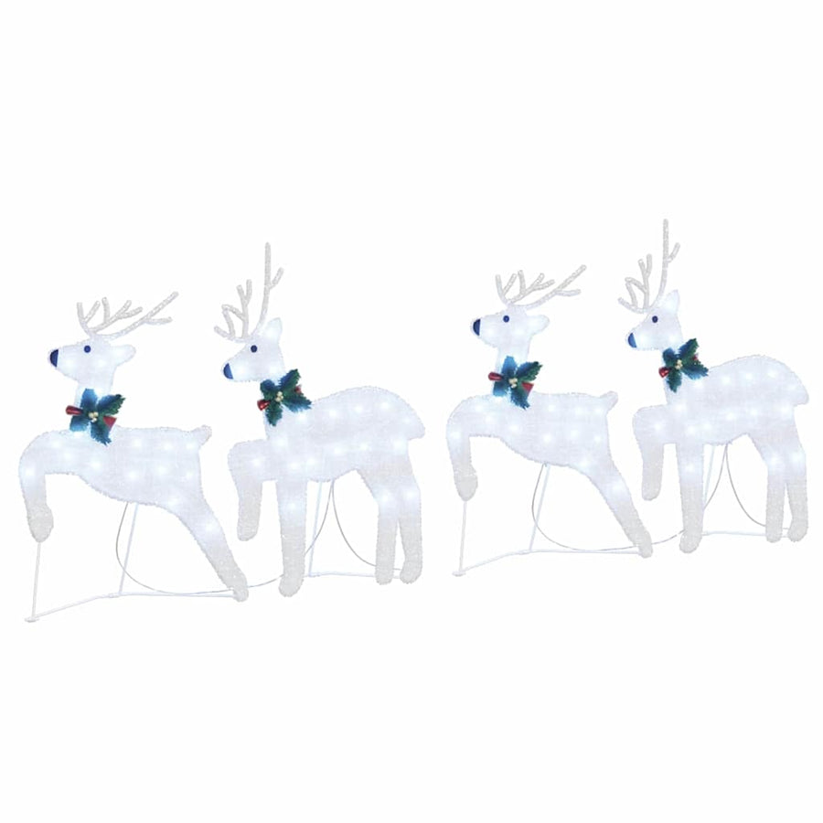 LED Reindeers 4 pcs Silver 45 x 19 x 65 cm Fabric
