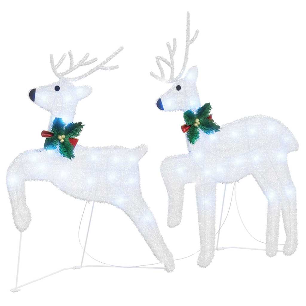 LED Reindeers 4 pcs Silver Fabric