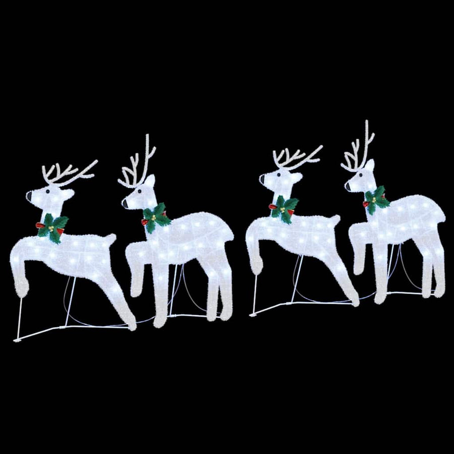 LED Reindeers 4 pcs Silver 45 x 19 x 65 cm Fabric