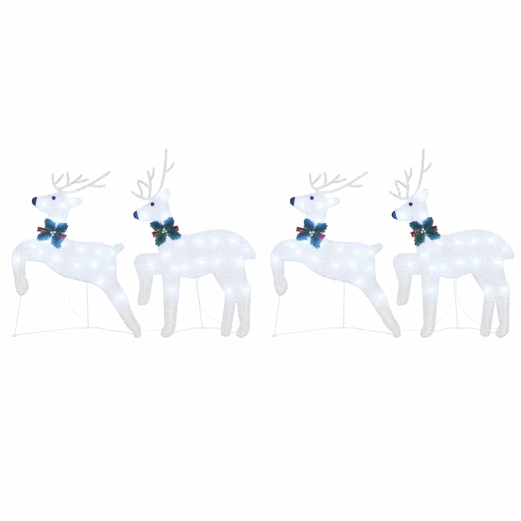 LED Reindeers 4 pcs Silver Fabric