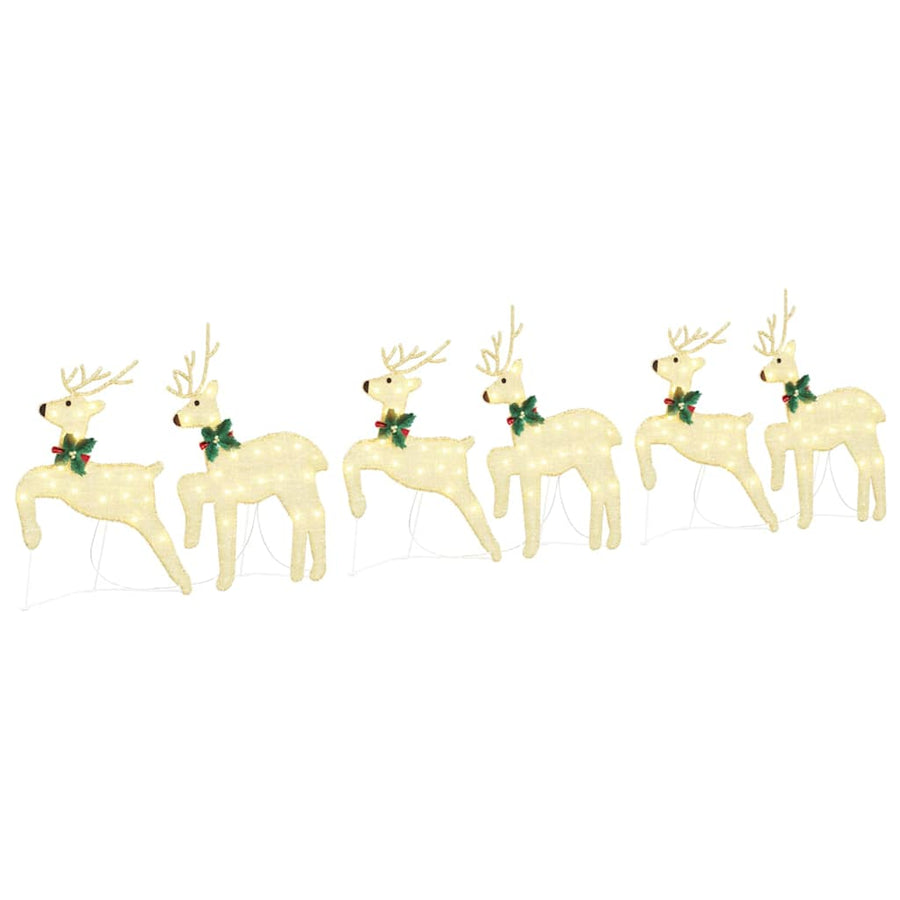 LED Reindeers 6 pcs Gold 45 x 19 x 65 cm Fabric