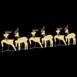 LED Reindeers 6 pcs Gold Fabric - 45-Degree Angle
