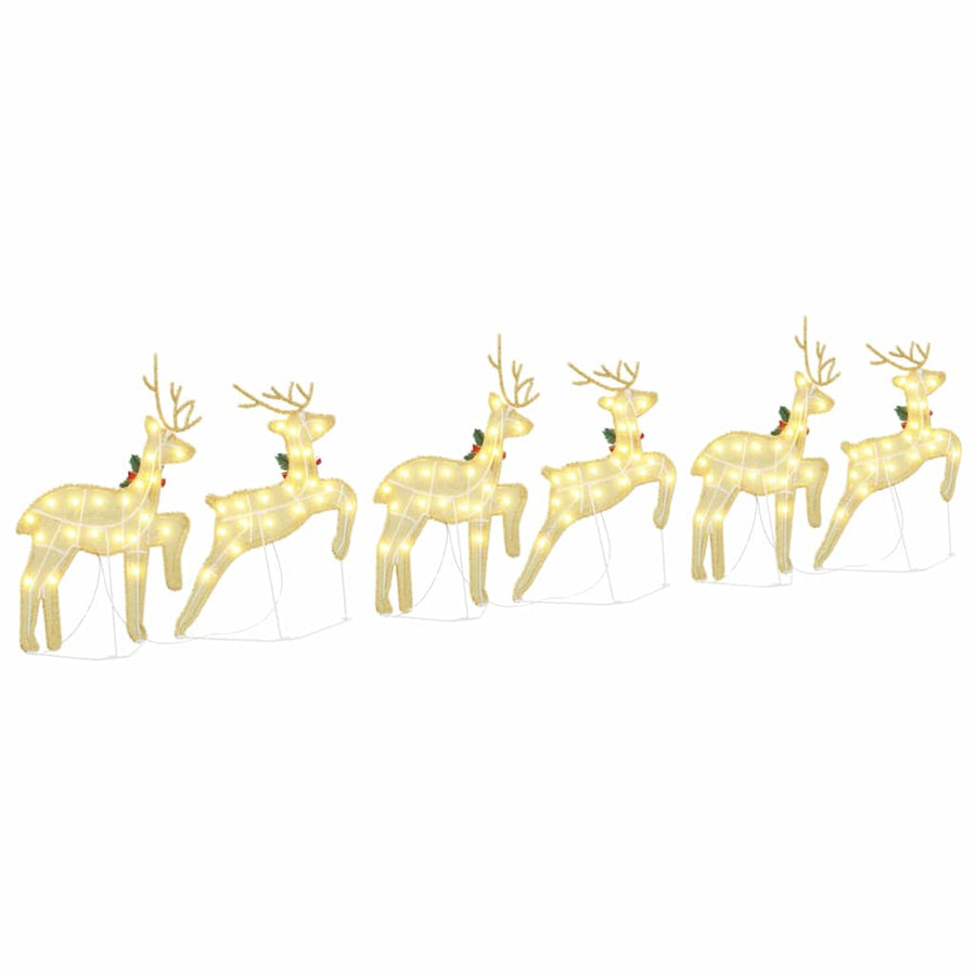 LED Reindeers 6 pcs Gold 45 x 19 x 65 cm Fabric