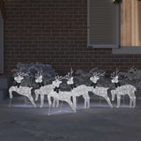 LED Reindeers 6 pcs Silver Fabric