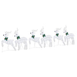 LED Reindeers 6 pcs Silver Fabric