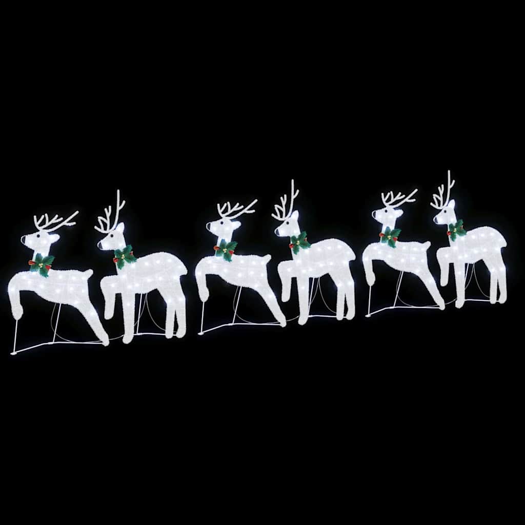 LED Reindeers 6 pcs Silver Fabric
