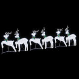 LED Reindeers 6 pcs Silver Fabric - 45-Degree Angle