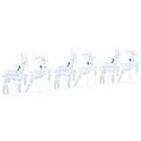 LED Reindeers 6 pcs Silver Fabric - Low Angle