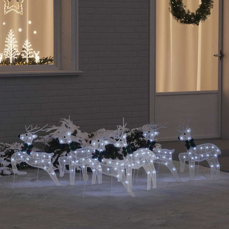 LED Reindeers 6 pcs White 45 x 19 x 65 cm Fabric