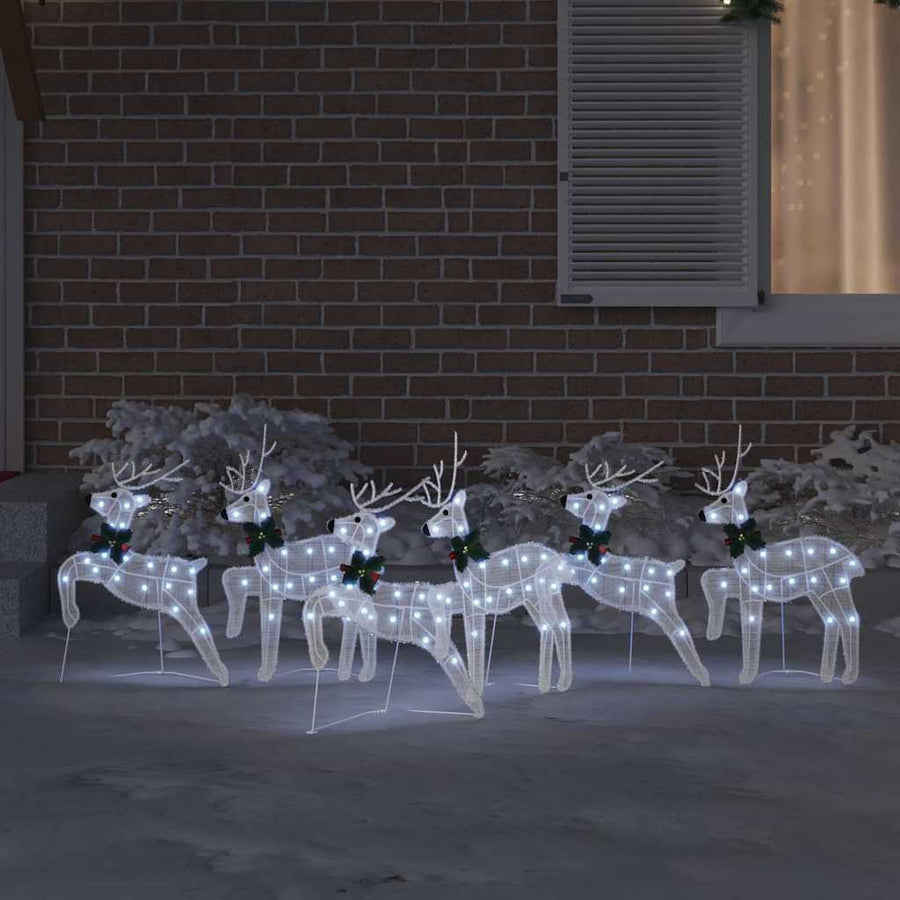 LED Reindeers 6 pcs White 45 x 19 x 65 cm Fabric