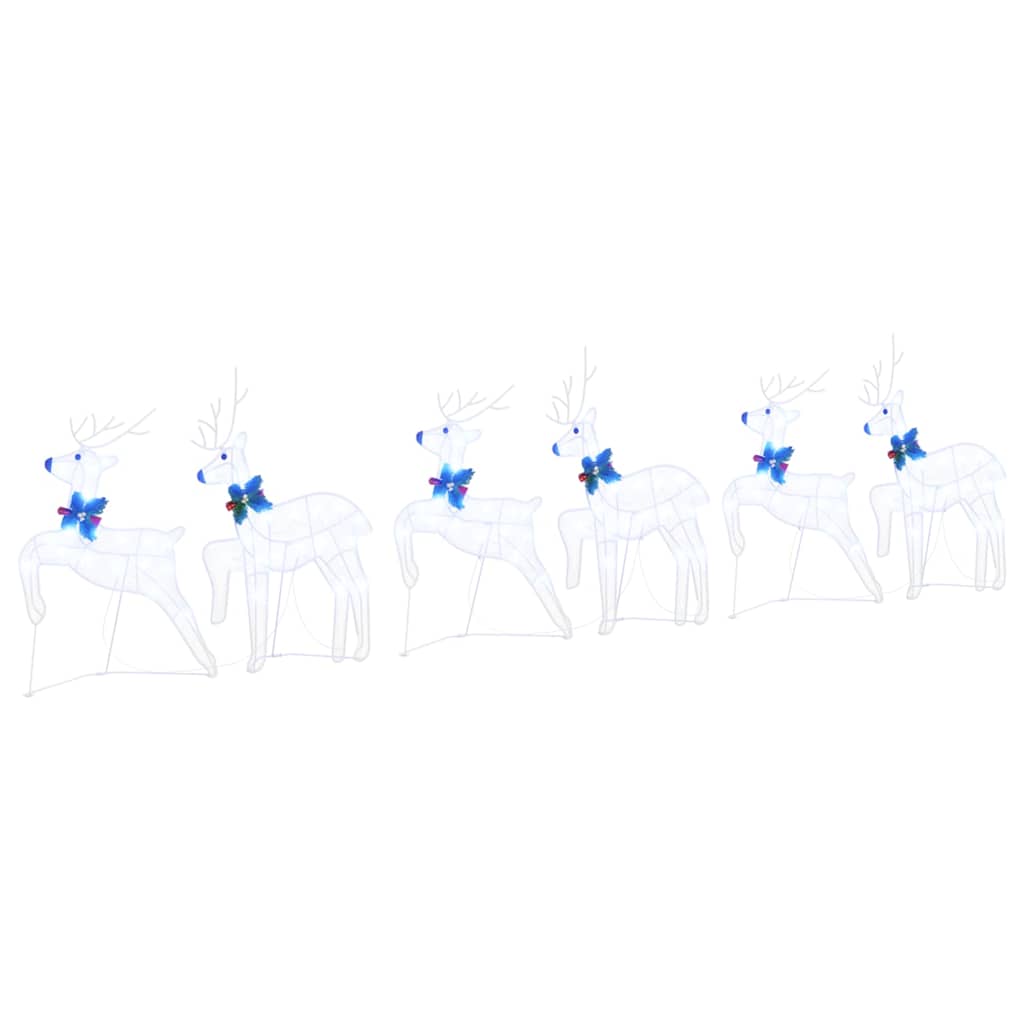 LED Reindeers 6 pcs White Fabric